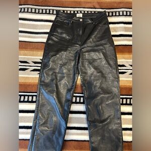 Wilfred Black Leather Straight Leg Pants